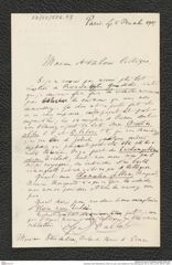 Nachlass Franz Steindachner, Brief von Lèon Louis Vaillant an Franz Steindachner (05.12.1907), Inv.Nr. 556.07, Seite 1